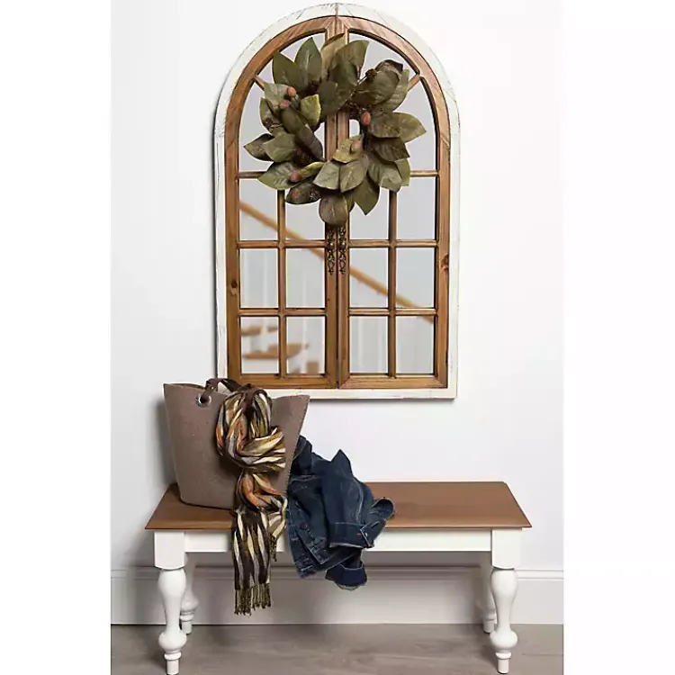 Decorative Mirrors-Kirklands Home Natural Arched Pane Doors Wall Mirror