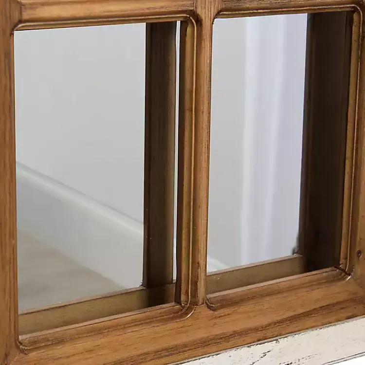 Decorative Mirrors-Kirklands Home Natural Arched Pane Doors Wall Mirror