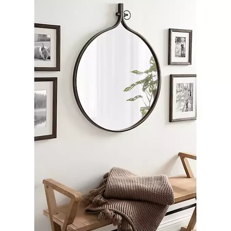 Decorative Mirrors-Kirklands Home Bronze Metal Antique Round Wall Mirror