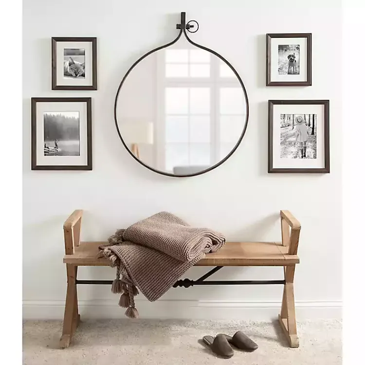 Decorative Mirrors-Kirklands Home Bronze Metal Antique Round Wall Mirror