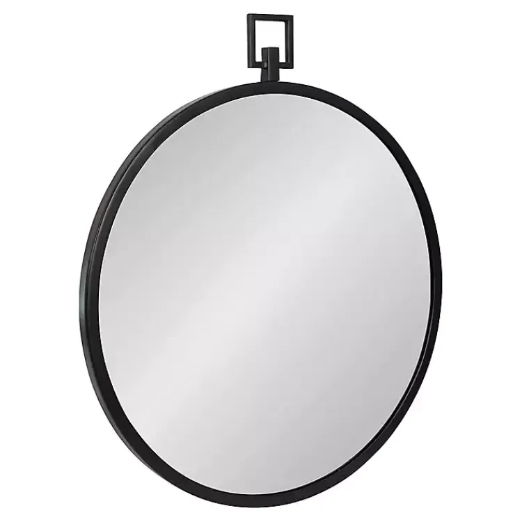 Decorative Mirrors-Kirklands Home Round Black Tabb Metal Wall Mirror