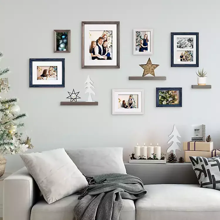 Gallery Wall Frames-Kirklands Home Gray & Navy 10-pc. Gallery Wall Frame & Shelf Set