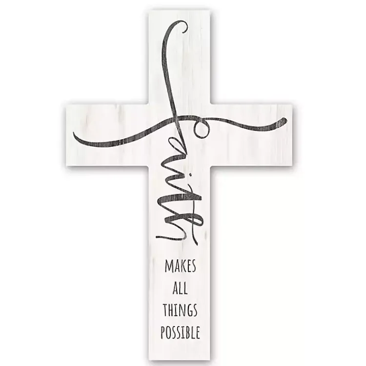 Wall Quotes & Signs-Kirklands Home Faith Makes All Things Possible Cross Wall Plaque