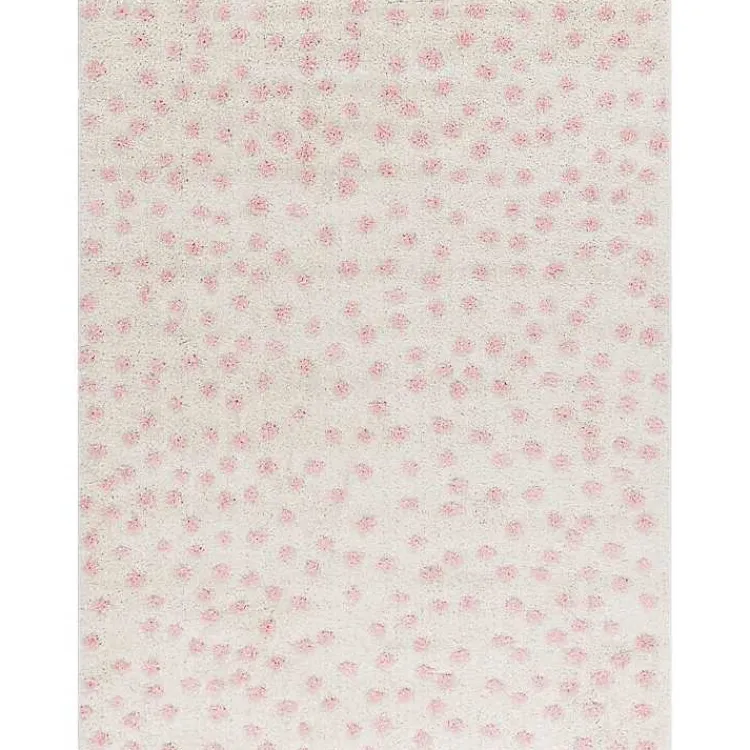 Area Rugs-Kirklands Home Plush Pink Dotted Area Rug, 5x7