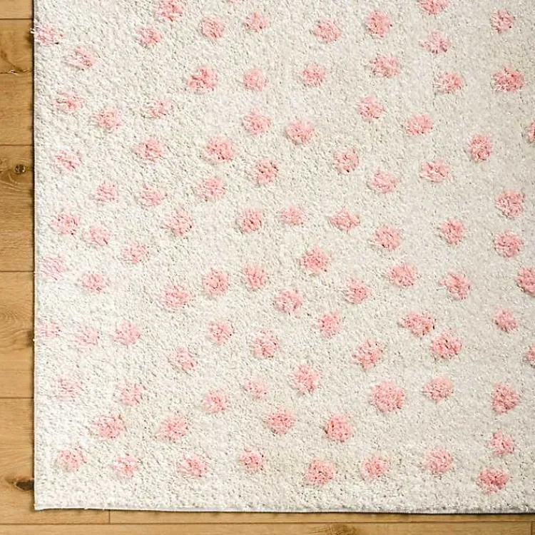 Area Rugs-Kirklands Home Plush Pink Dotted Area Rug, 5x7