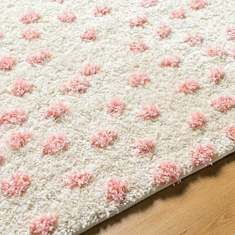 Area Rugs-Kirklands Home Plush Pink Dotted Area Rug, 5x7