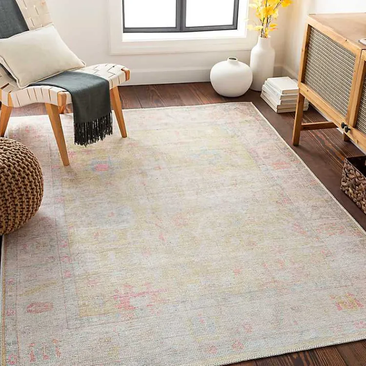Area Rugs-Kirklands Home Faded Botanical Washable Area Rug, 6x9