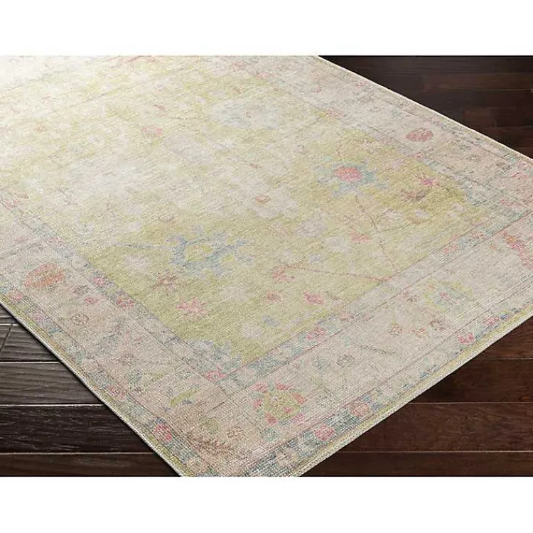 Area Rugs-Kirklands Home Faded Botanical Washable Area Rug, 6x9