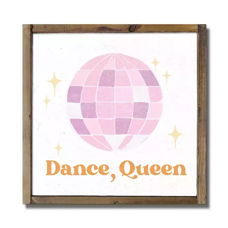 Wall Quotes & Signs-Kirklands Home Dance, Queen Disco Ball Framed Wall Plaque