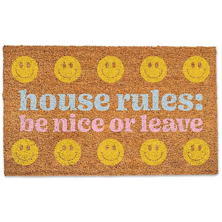 Doormats-Kirklands Home House Rules: Be Nice or Leave Coir Doormat
