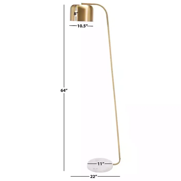 Floor Lamps-Kirklands Home Slanted Modern Floor Lamp with Marble Base Gold