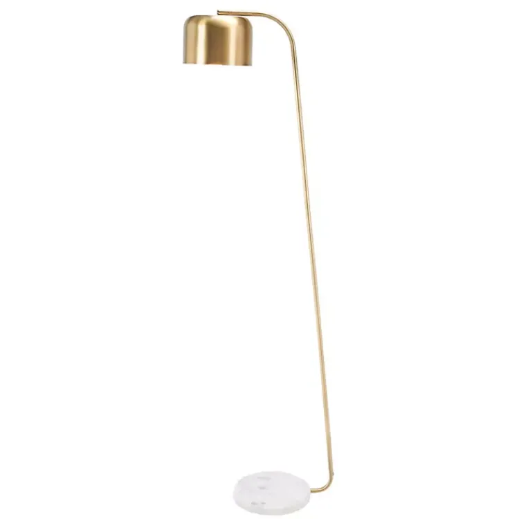 Floor Lamps-Kirklands Home Slanted Modern Floor Lamp with Marble Base Gold