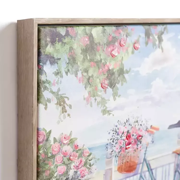 Canvas Art-Kirklands Home Bike on the Boardwalk Framed Canvas Art Print Multi