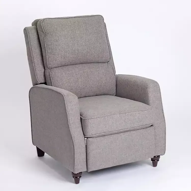 Accent Chairs-Kirklands Home Upholstered Rowan Push Back Recliner Gray