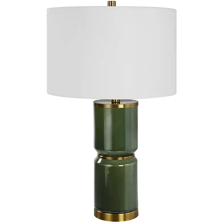 Table Lamps-Kirklands Home Dark Green and Gold Eva Table Lamp White