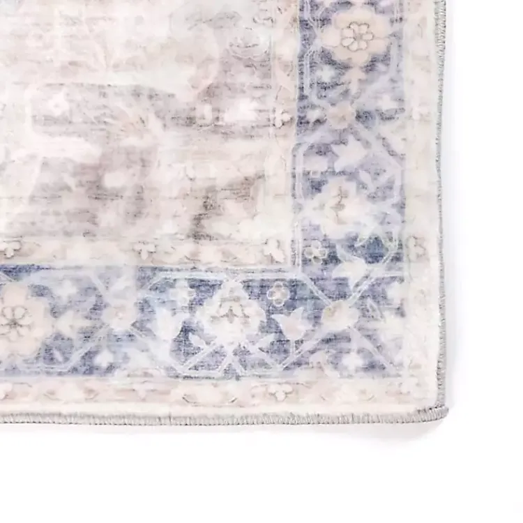 Area Rugs-Kirklands Home Lara Blue Medallion Washable Runner, 2x7