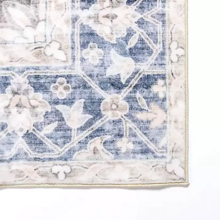 Area Rugs-Kirklands Home Lara Blue Medallion Washable Area Rug, 5x8