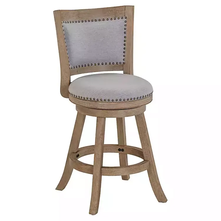 Bar Stools & Counter Height Stools-Kirklands Home Linen and Driftwood Swivel Counter Stool Gray