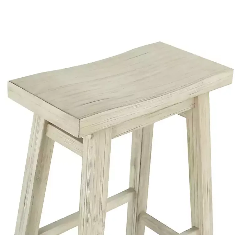 Bar Stools & Counter Height Stools-Kirklands Home Sawgrass Wooden Saddle Seat Counter Stool White