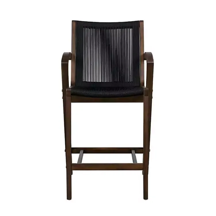 Bar Stools & Counter Height Stools-Kirklands Home Rope and Brown Wood Counter Stool Black