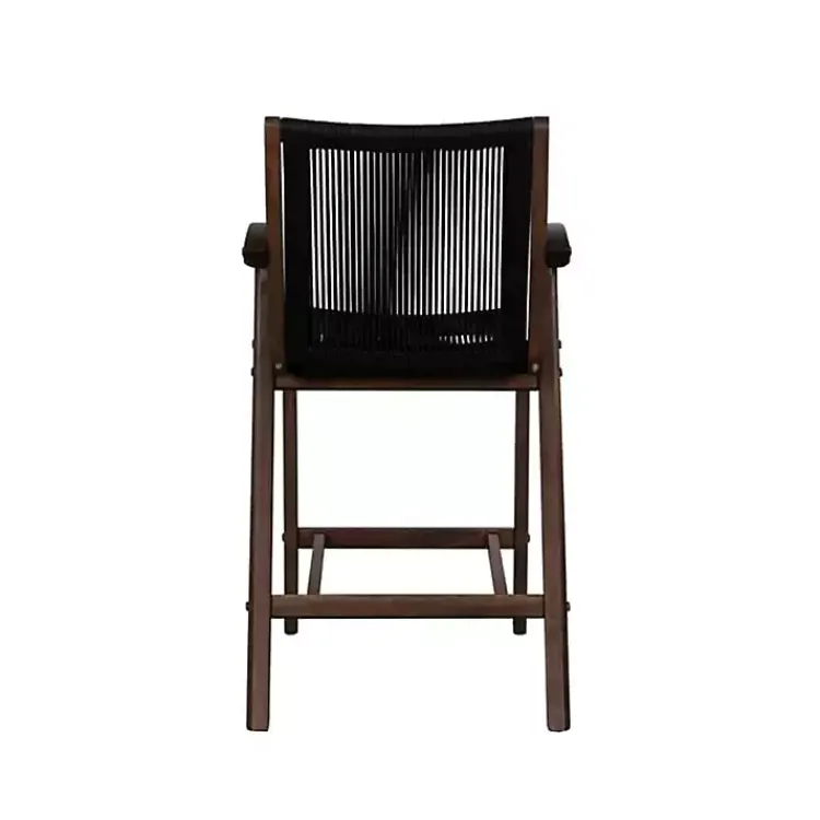 Bar Stools & Counter Height Stools-Kirklands Home Rope and Brown Wood Counter Stool Black