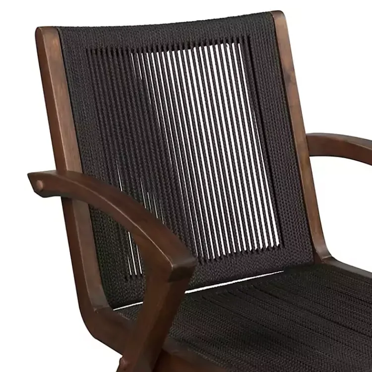 Bar Stools & Counter Height Stools-Kirklands Home Rope and Brown Wood Counter Stool Black