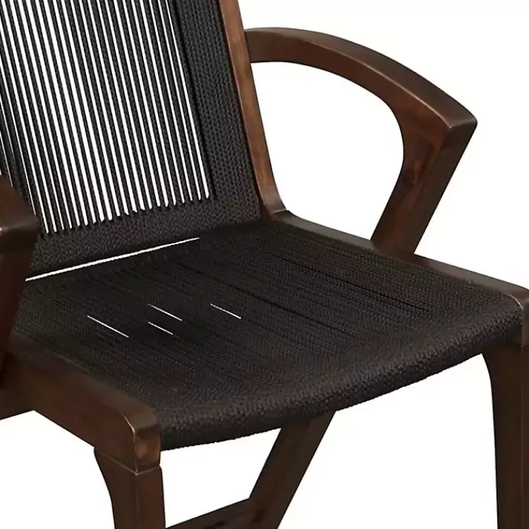 Bar Stools & Counter Height Stools-Kirklands Home Rope and Brown Wood Counter Stool Black