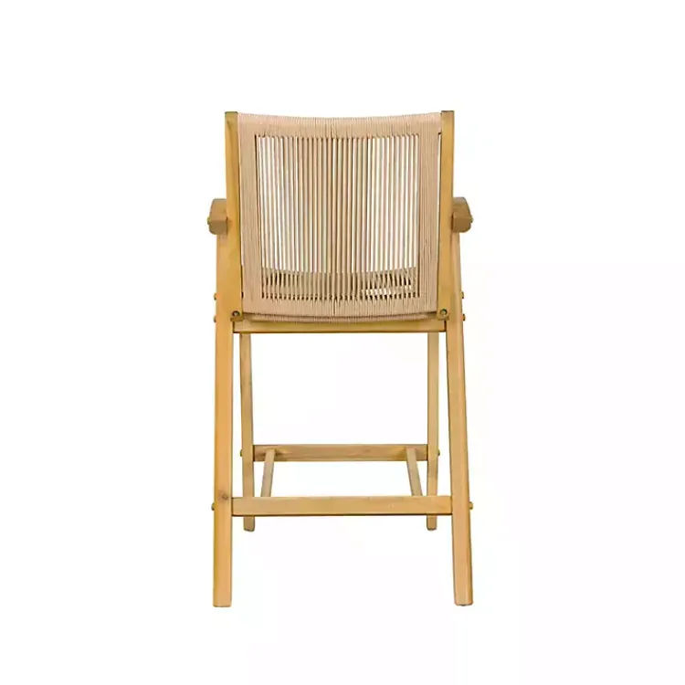 Bar Stools & Counter Height Stools-Kirklands Home Rope and Honey Wood Counter Stool Tan
