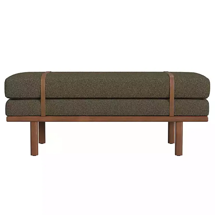 Benches & Ottomans-Kirklands Home Boucle Faux Leather Bench Brown