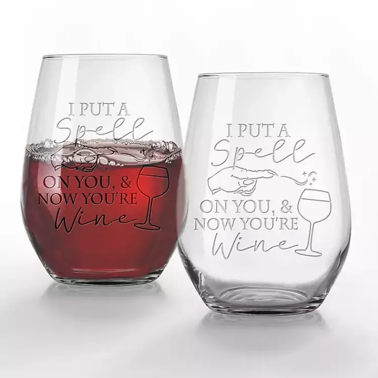 Glassware & Drinkware-Kirklands Home I Put a Spell On You Halloween Glasses, Set of 2 Clear