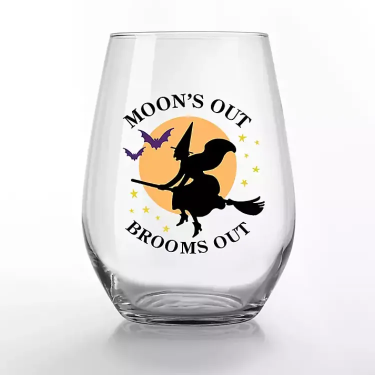 Glassware & Drinkware-Kirklands Home Moon's Out Brooms Out Halloween Glasses, Set of 2