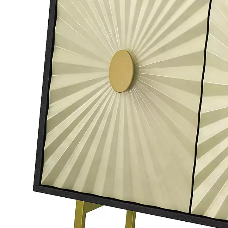 Cabinets & Sideboards-Kirklands Home Black & Ivory Sunburst 4-Door Sideboard