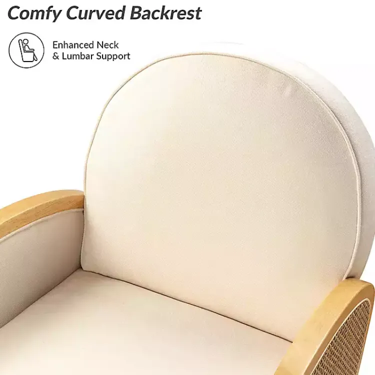 Accent Chairs-Kirklands Home & Natural Rattan Swivel Accent Chair Ivory