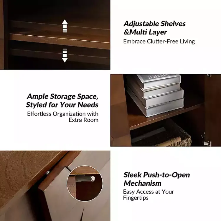 Cabinets & Sideboards-Kirklands Home Walnut Geometric Mabel 2-Door Cabinet Brown