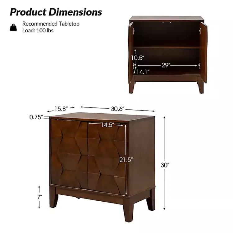 Cabinets & Sideboards-Kirklands Home Walnut Geometric Mabel 2-Door Cabinet Brown