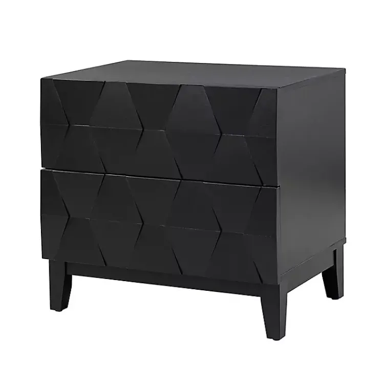 Nightstands-Kirklands Home Geometric 2-Drawer Charging Nightstand Black