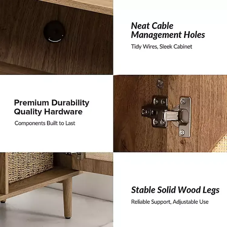 Tv Stands & Media Consoles-Kirklands Home Oak and Natural Rat Media Cabinet Tan