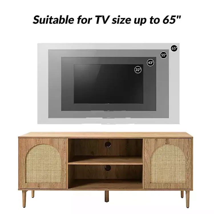 Tv Stands & Media Consoles-Kirklands Home Oak and Natural Rat Media Cabinet Tan