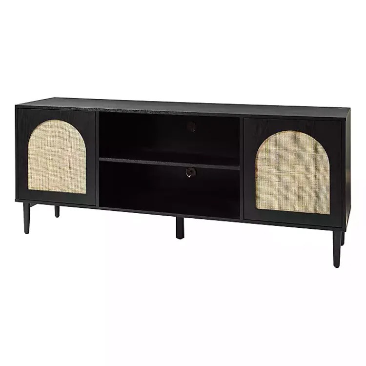 Tv Stands & Media Consoles-Kirklands Home and Natural Rattan Media Cabinet Black