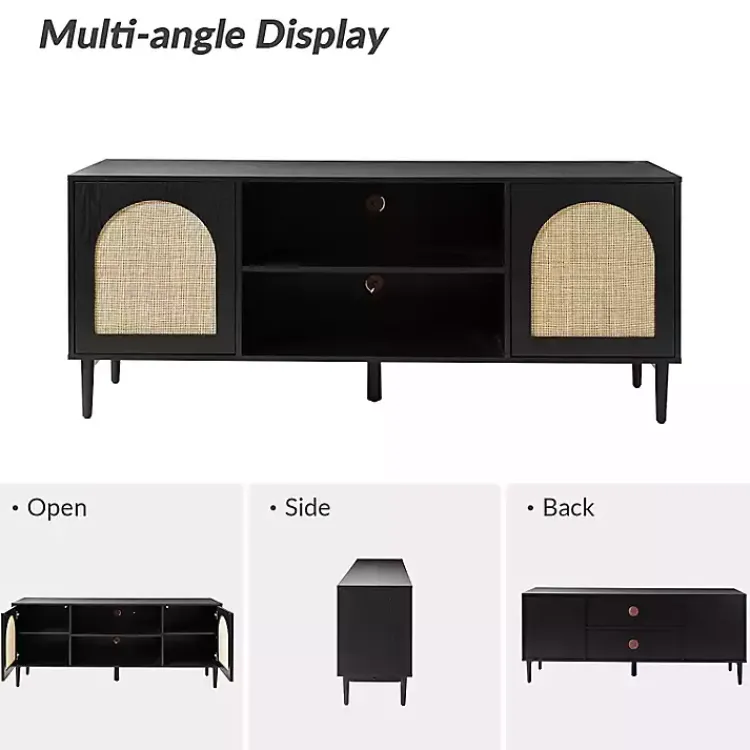 Tv Stands & Media Consoles-Kirklands Home and Natural Rattan Media Cabinet Black
