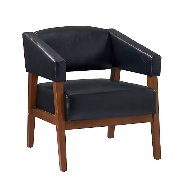 Accent Chairs-Kirklands Home Navy Faux Leather Nicki Accent Chair Blue