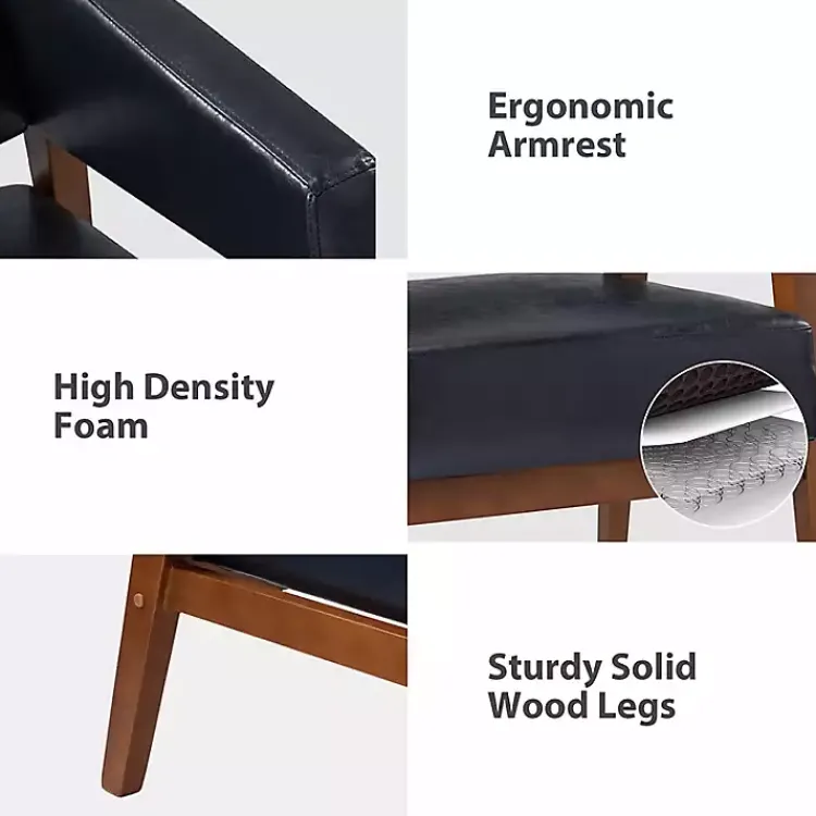 Accent Chairs-Kirklands Home Navy Faux Leather Nicki Accent Chair Blue