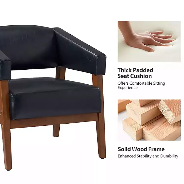 Accent Chairs-Kirklands Home Navy Faux Leather Nicki Accent Chair Blue