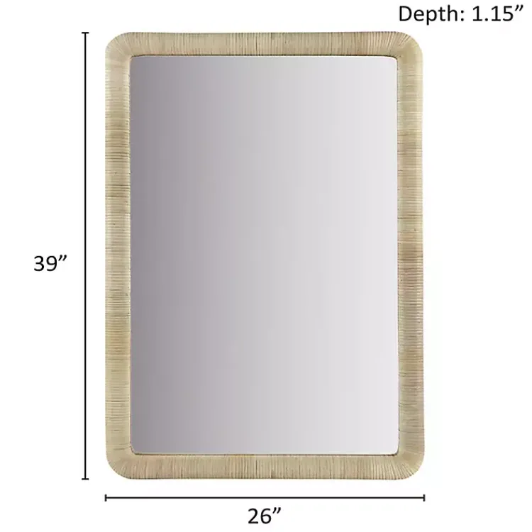 Decorative Mirrors-Kirklands Home Natural Rattan Frame Rectangle Wall Mirror
