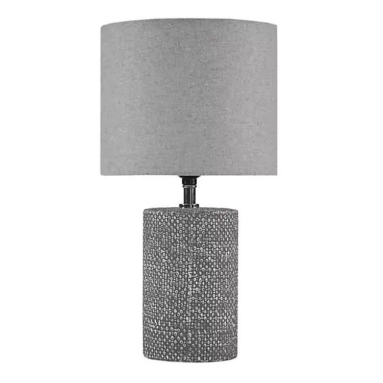 Table Lamps-Kirklands Home Embossed Ceramic Bayard Table Lamp Gray