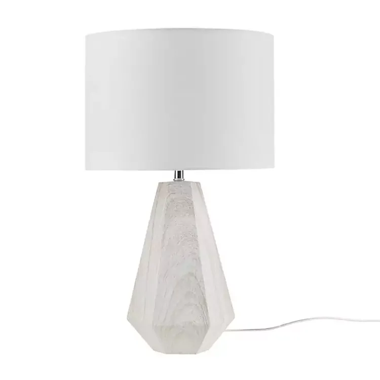 Table Lamps-Kirklands Home washed Wood Flynn Table Lamp White