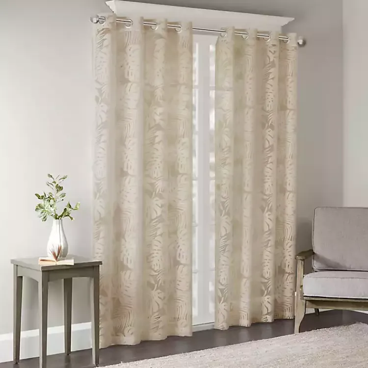 Curtains & Drapes-Kirklands Home Leilani Palm Leaf Curtain Panel, 95 in. Tan