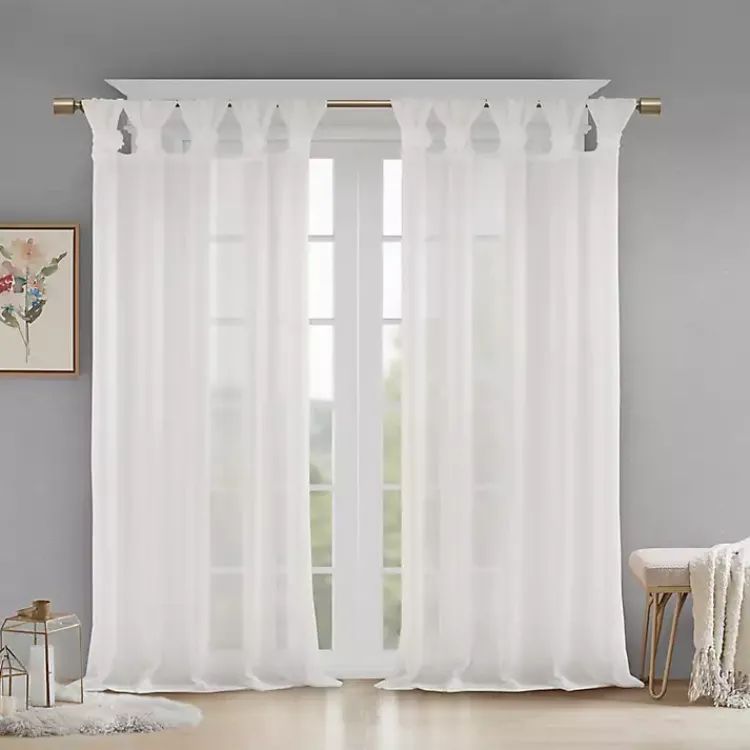 Curtains & Drapes-Kirklands Home Rosette Tab Top Curtain Panel, 84 in. White