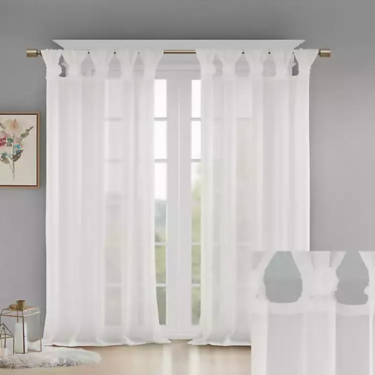 Curtains & Drapes-Kirklands Home Rosette Tab Top Curtain Panel, 84 in. White