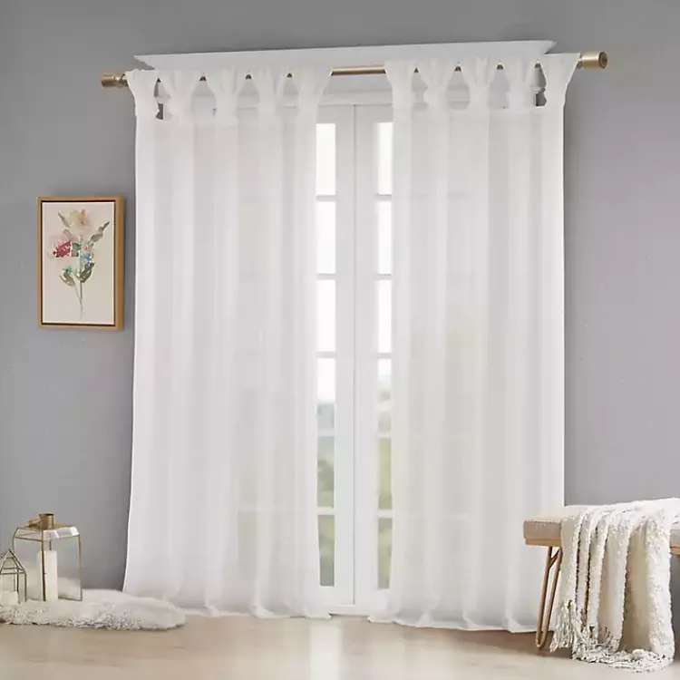 Curtains & Drapes-Kirklands Home Rosette Tab Top Curtain Panel, 95 in. White